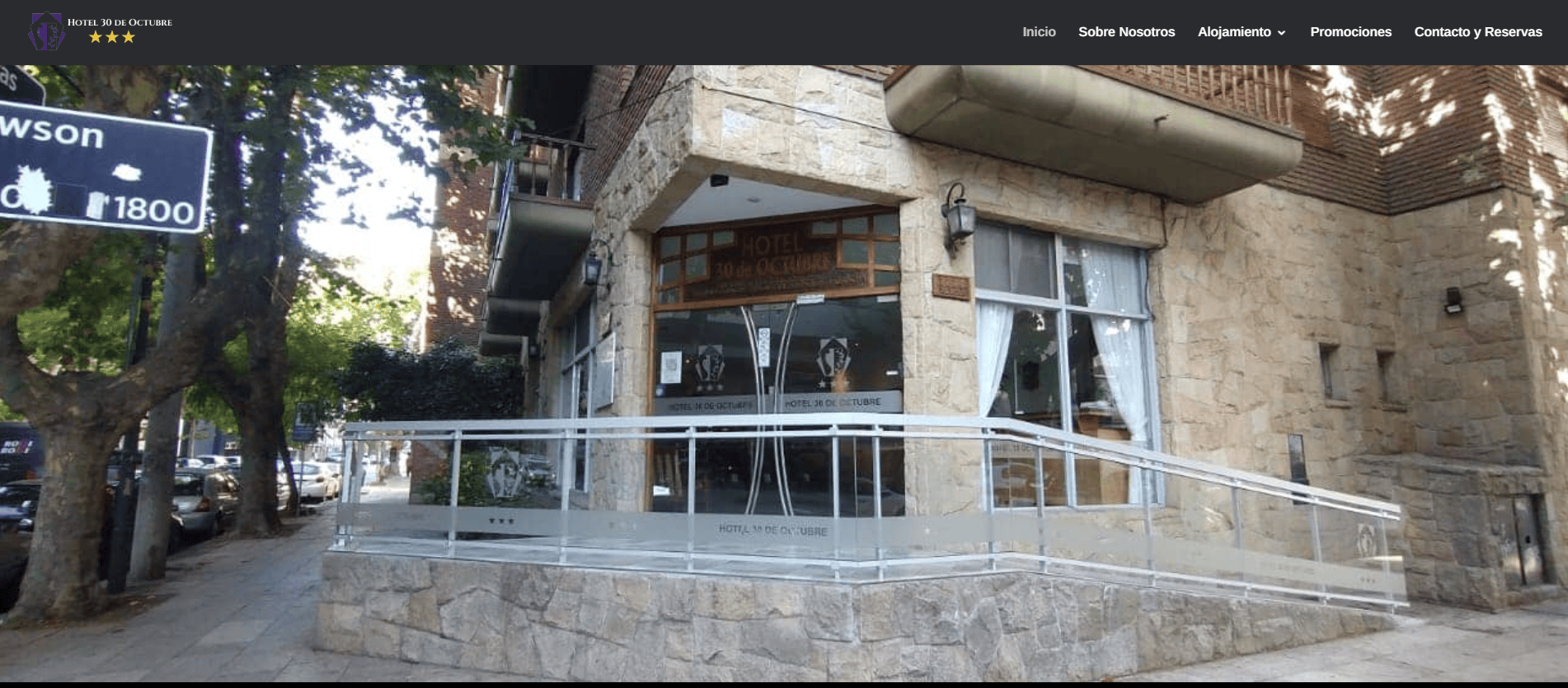 Captura del sitio web del Hotel 30 de Octubre en Mar del Plata, diseñado por NexoSitio